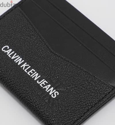 Calvin Klein Jeans Leather Cardholder with Logo in Black