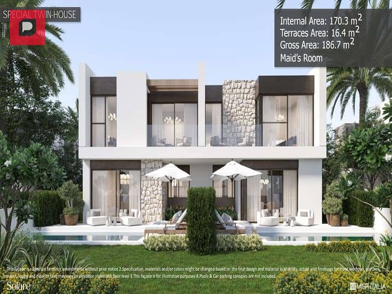 First row chalet for sale in Solare North Coast, distinguished location, minutes from El Fouka exit, next to Swan Lake Hassan Allam and Mountain View 7