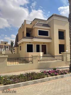 For sale, S Villa  212 m  + garden 106 m , in a villas only compound directly on the Suez Road, with installments over 8 years 0