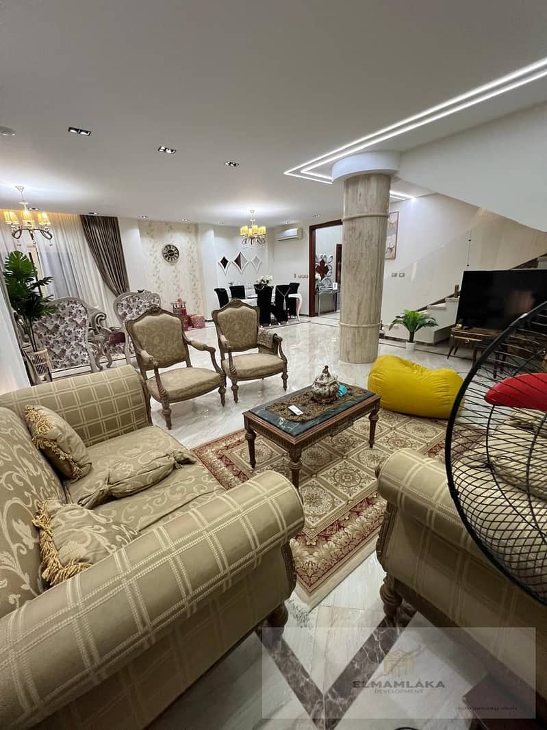 Villa in Al-Khamail Compound, Sheikh Zayed, in front of Hyper One. The villa is situated on a high hill, overlooking Sheikh Zayed and Arkan Plaza Mall 2