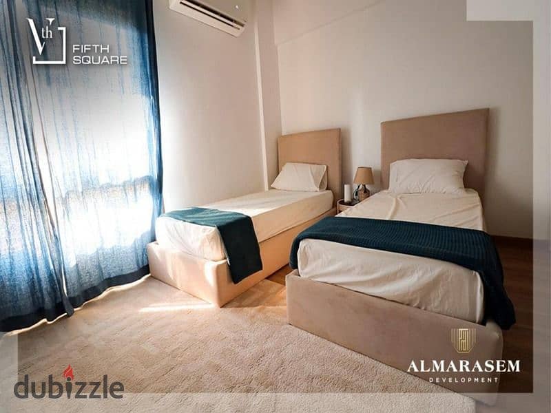 3-bedroom apartment for sale, finished with air conditioners, in Fifth Square Al Marasem, in installments 1