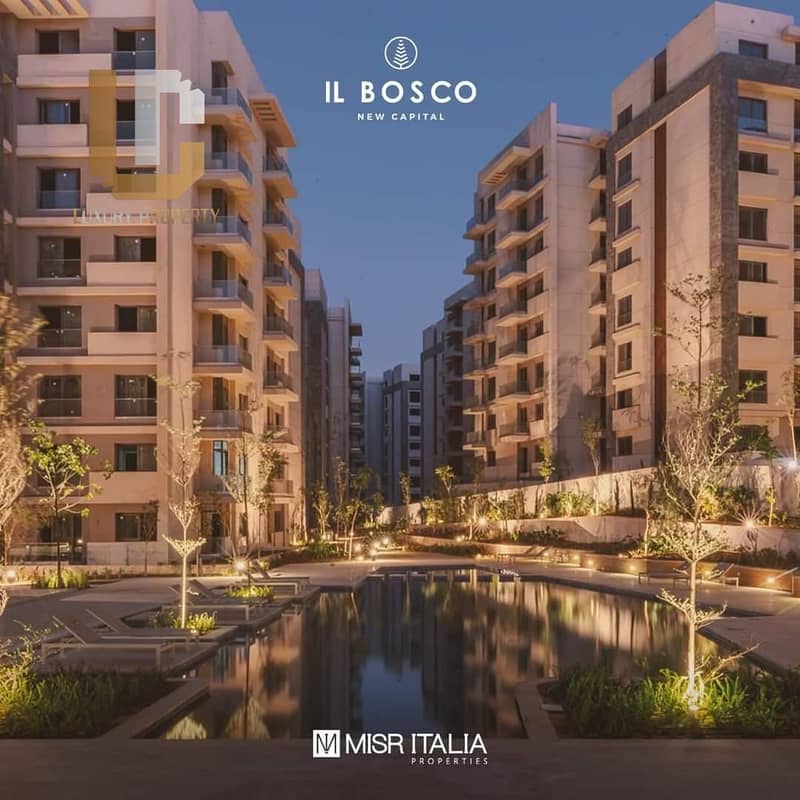 شقة بحديقة للبيع استلام فوري موقع مميز كمبوند البوسكو العاصمة الادارية لشركة مصر ايطاليا  Il Bosco City New capital by Misr Italia Properties 7