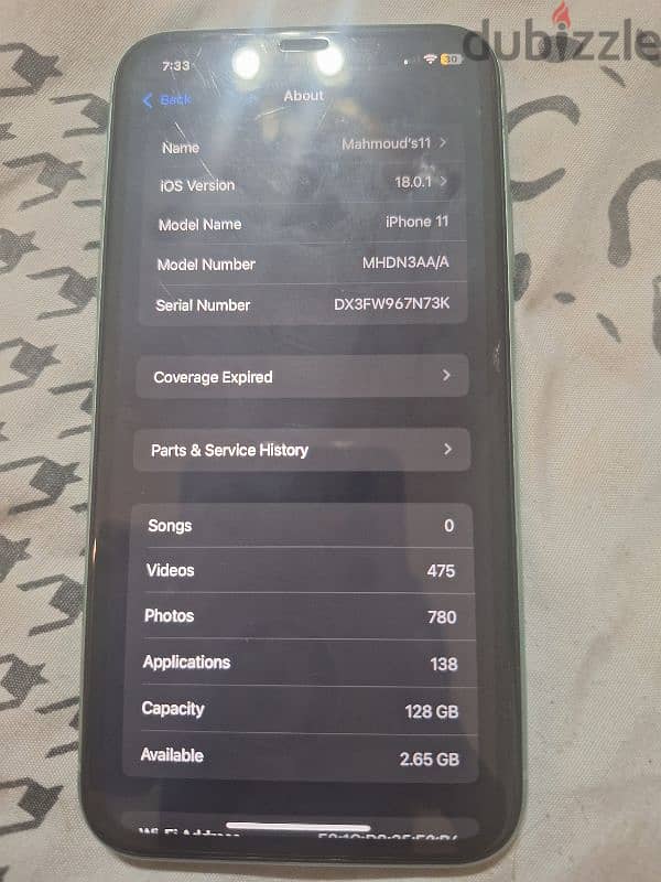 iPhone 11 for sale battery 79 128giga green color من غير علبة 3