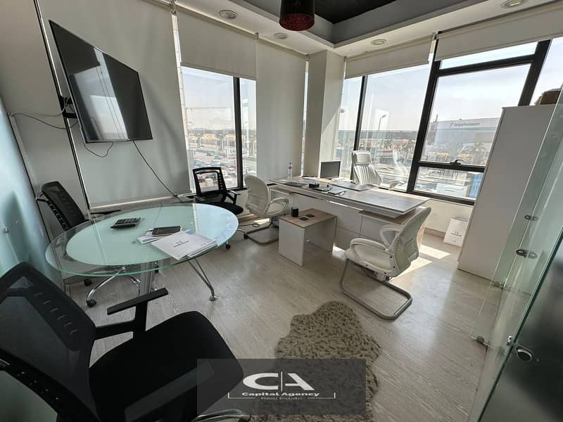 Office for rent 130 m finished and with air conditioners close to the American University in the Fifth Settlement 2