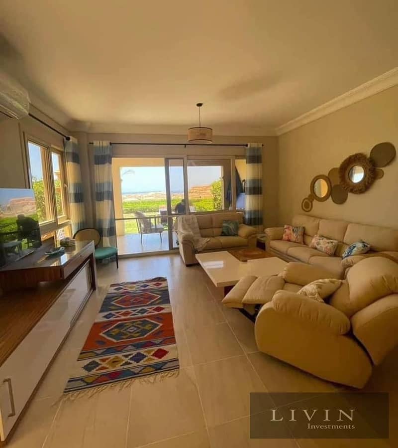 3 bedrooms chalet for sale in lavista 6 ain sukhna wall by wall with telal sokhna and porto with installments - sea view - finished super lux 1