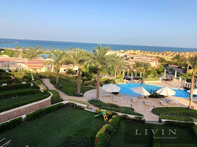 3 bedrooms chalet for sale in lavista 6 ain sukhna wall by wall with telal sokhna and porto with installments - sea view - finished super lux 7