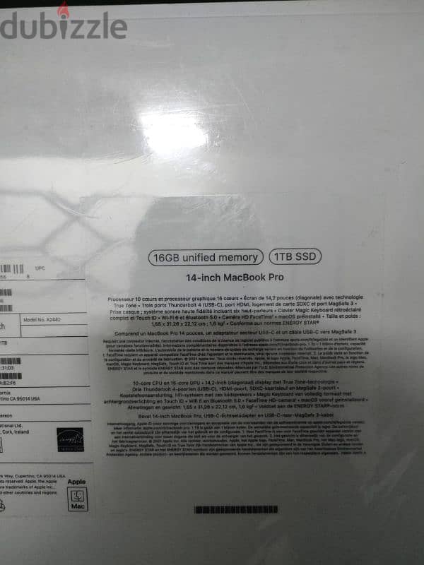 MacBook Pro M1 pro 14 inch Hard 1 Tera Sealed 3