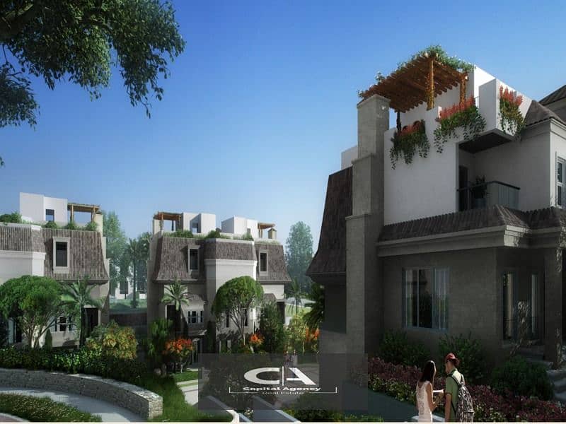 With a 5% down payment, an apartment with a garden for sale in Sarai Compound in New Cairo 42% cash Dis and cash price installment 17