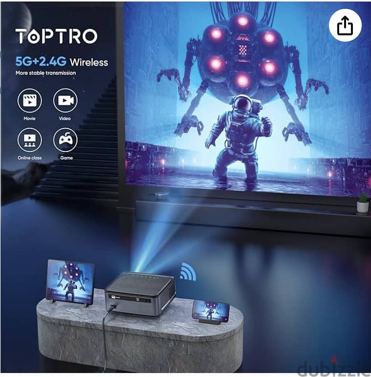 TOPTRO 8000 Lumen Video Projector بروجيكتور 5