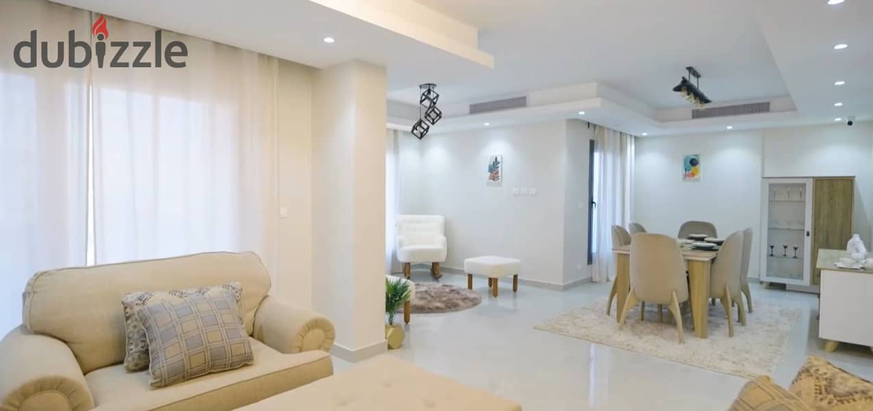 Best Apartment  For sale in R7 New Capital city cairo (residential and investment) ultra super lux ,furnished with air condition and parking and clubH 14