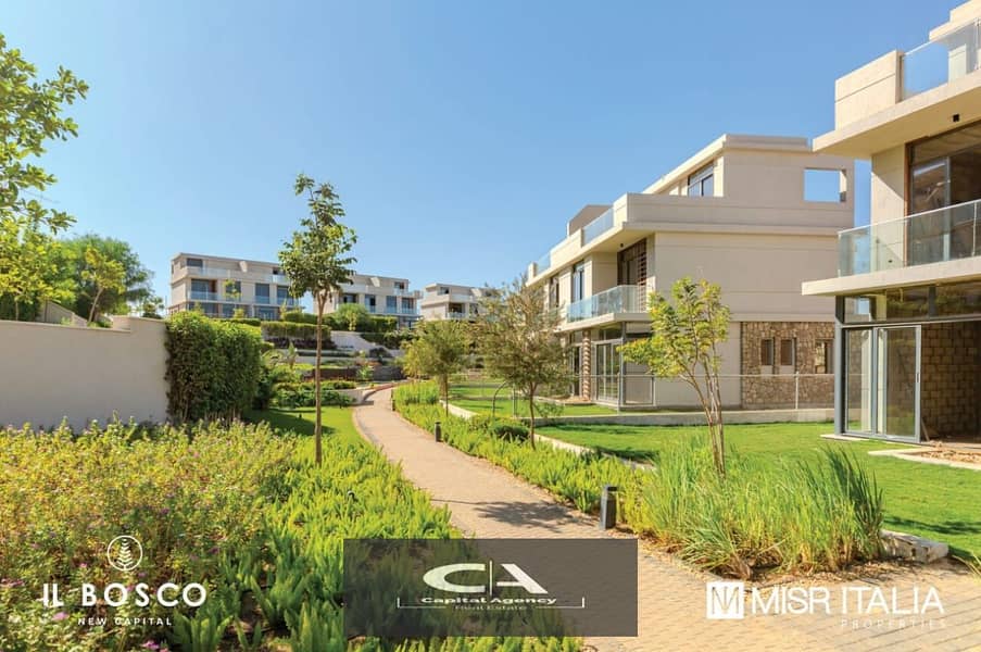 Own an apartment without down payment with a private garden of 34  m. _ Delivery in 6 months with the longest payment period in IL Bosco _ New Capital 2