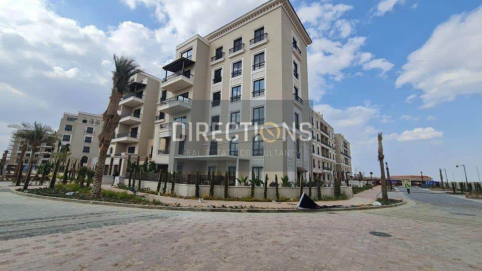 Apartment with a large garden, ready for delivery, finished with air conditioners, for sale at the lowest price in Sheikh Zayed, Village West Compound 1