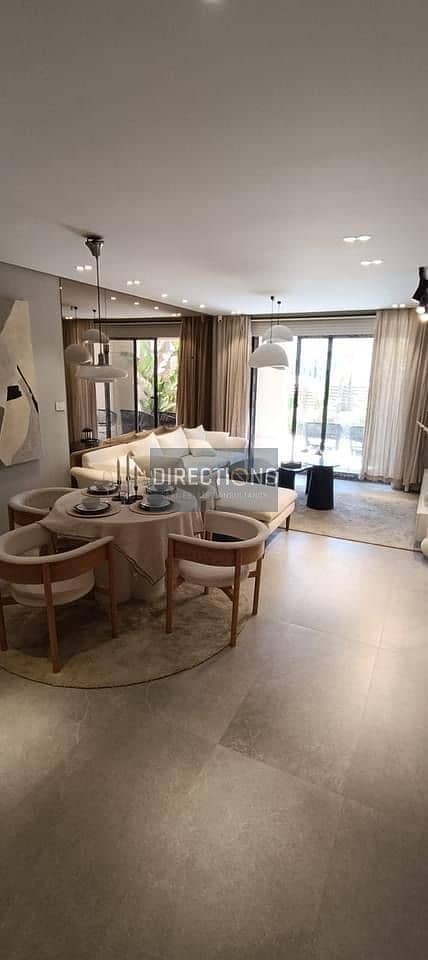 Apartment with a large garden, ready for delivery, finished with air conditioners, for sale at the lowest price in Sheikh Zayed, Village West Compound 5