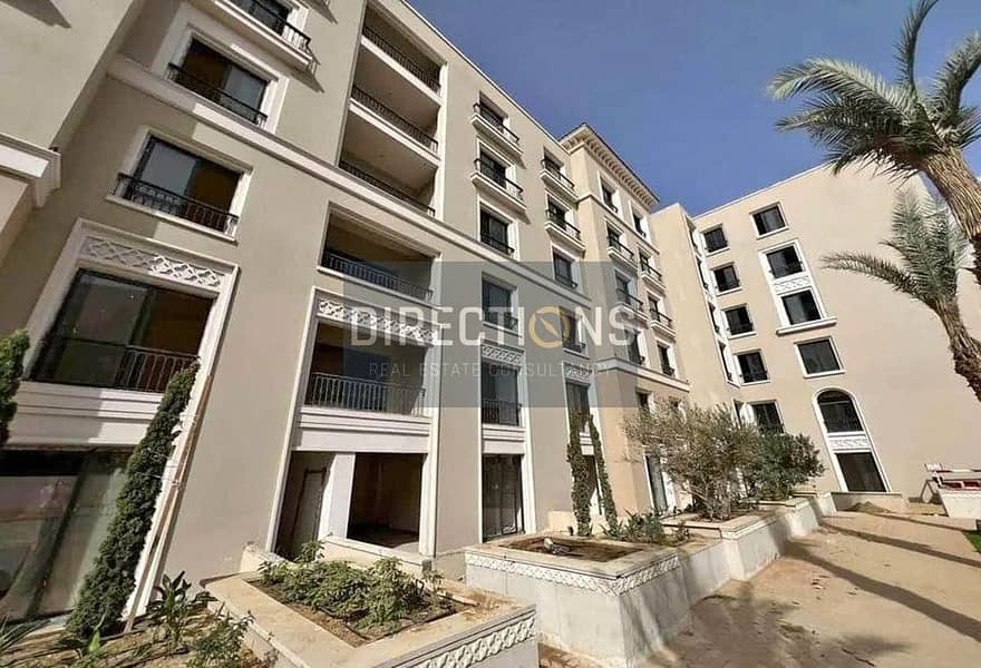 Apartment with a large garden, ready for delivery, finished with air conditioners, for sale at the lowest price in Sheikh Zayed, Village West Compound 7