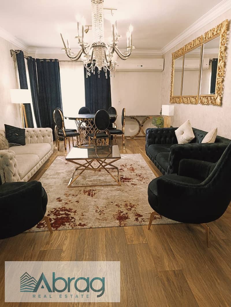 For sale, 140 sqm apartment, 3 rooms, furnished and equipped with air conditioning, Compound Jannah Zayed 1, Sheikh Zayed 0