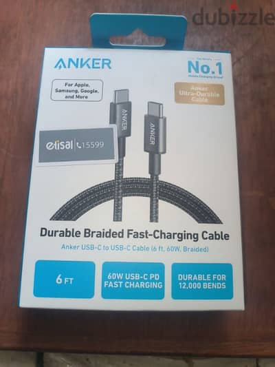 anker cable 60w type c  كبل شحن انكر