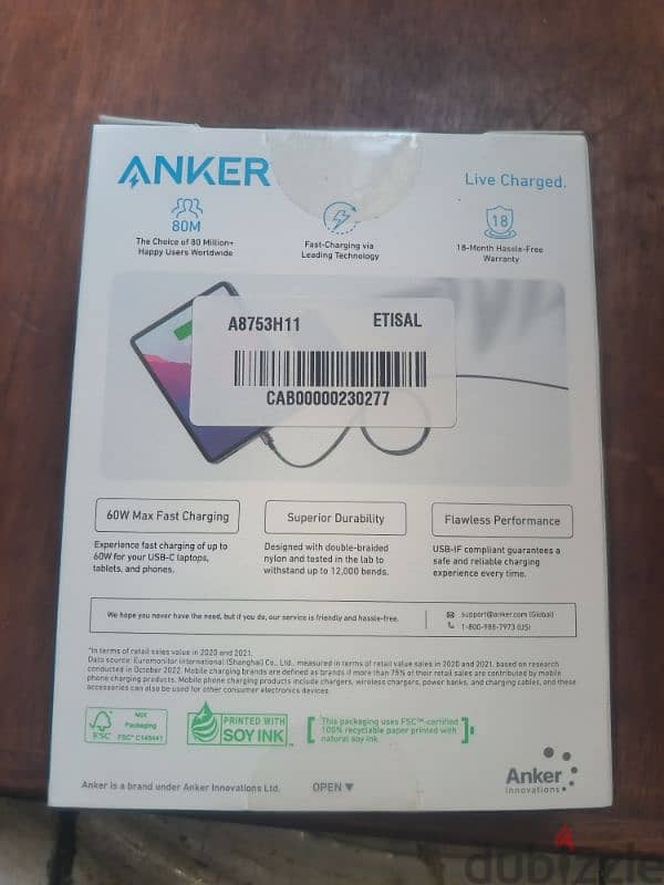 anker cable 60w type c  كبل شحن انكر 1