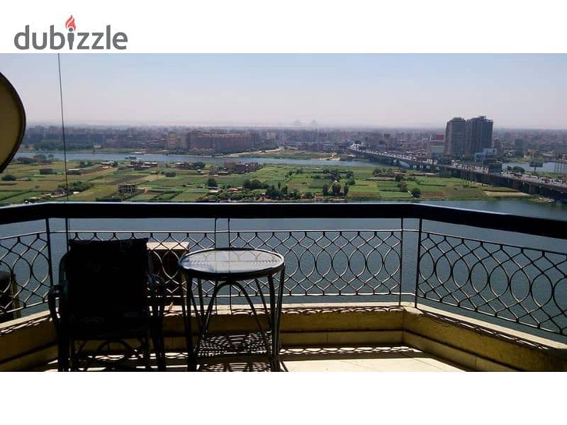 With the highest investment return, a hotel studio for sale with furnishings, air conditioners, and appliances on Maadi Corniche, Du Nile Rustic Tower 4