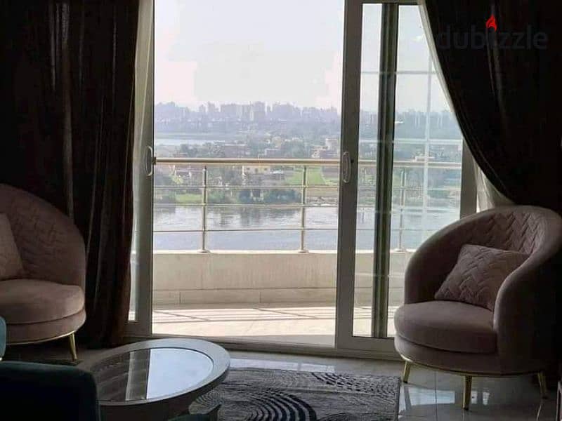 With the highest investment return, a hotel studio for sale with furnishings, air conditioners, and appliances on Maadi Corniche, Du Nile Rustic Tower 8