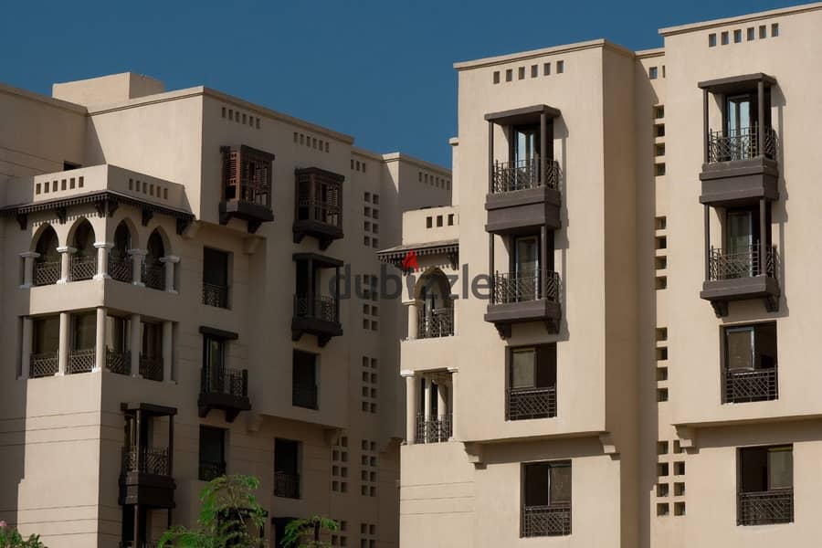 Apartment for sale, two rooms, immediate delivery, double view, Islamic style, Salah Salem Street extension, Fustat Compound 7