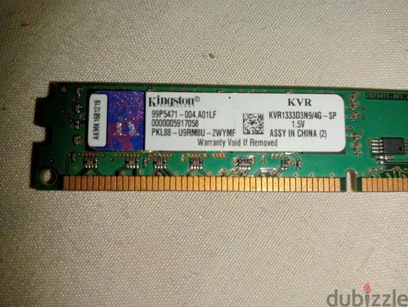 4 GB RAM Kingston 1333 mHz ddr3 2