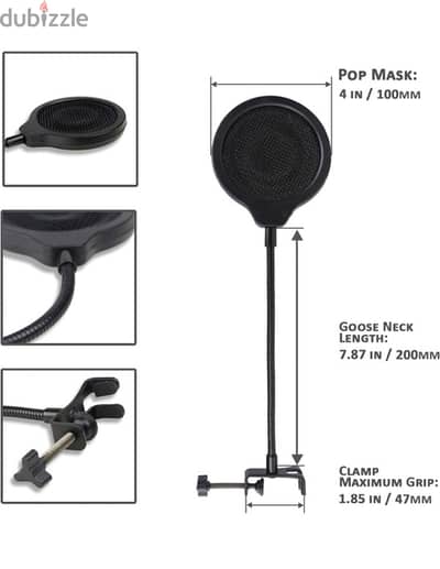 Microphone pop filter (4 Inch 3 Layers), Professional بوب فلتر