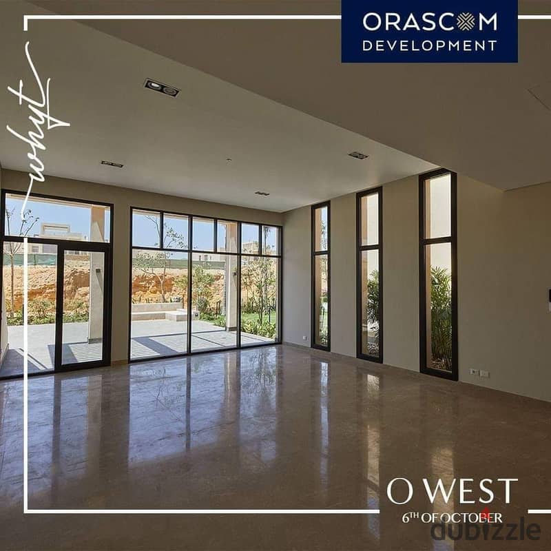 apartment two-bedroom in front of Mall of Egypt in O West by Orascom, available for sale at the launch price with installment options. 1