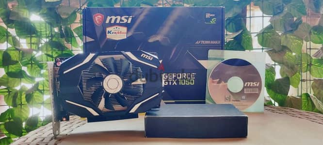 كارت شاشة NVIDIA GeForce GTX 1050 OC 2 GB نسخة MSI بمشتملاته للبيع. .