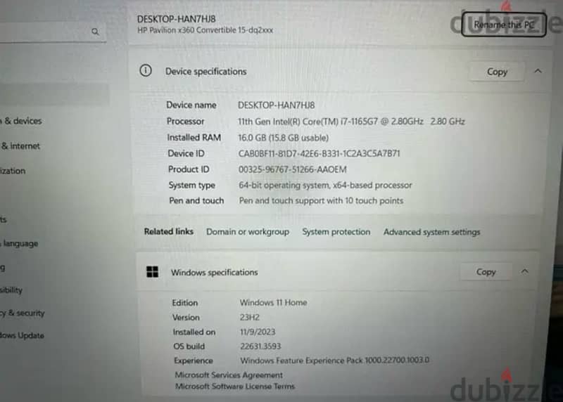 HP Pavilion 15, i7-1165G7, 11th Gen, Intel Iris Xe Graphics 5