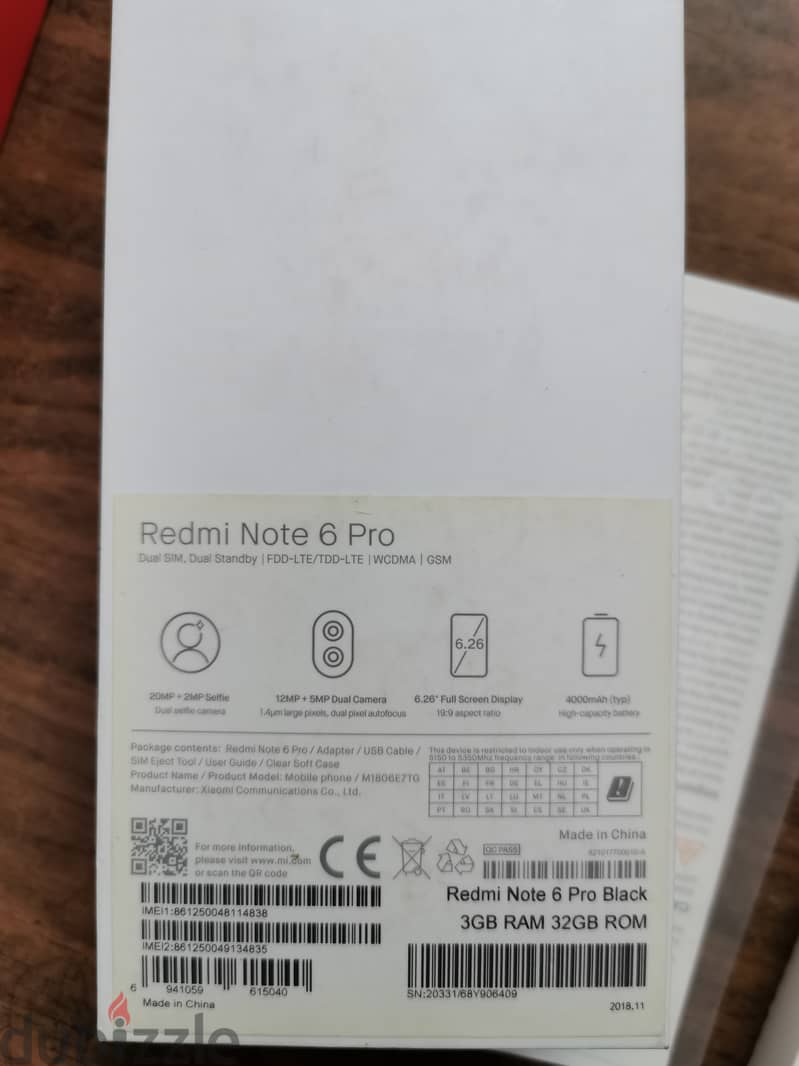 Redmi  Note 6 Pro بحالة ممتازة بدون اى عيوب او صيانة للبيع 3