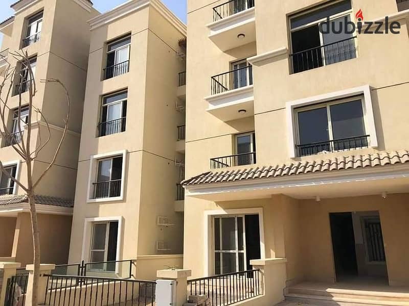 For sale, an apartment of 158 m + a garden of 95 m in Sarai Compound on the Suez Road, next to Madinaty, with a down payment of 990K 7