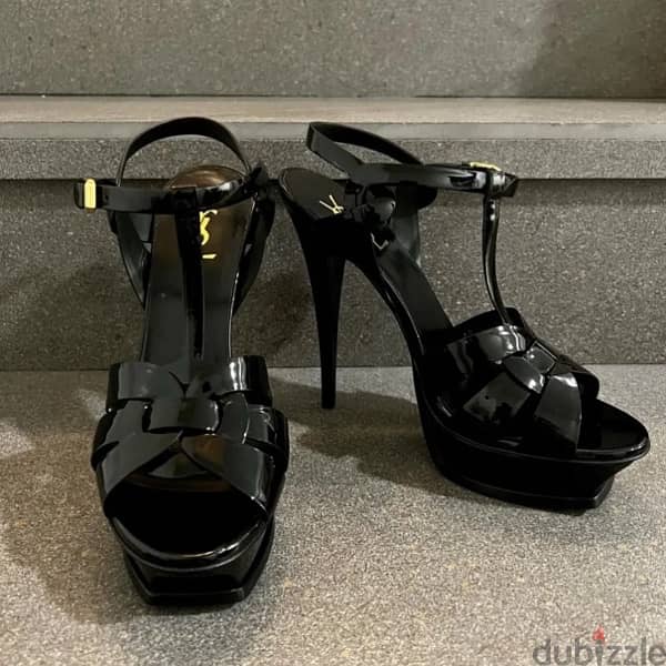 YSL black tribute heels 1