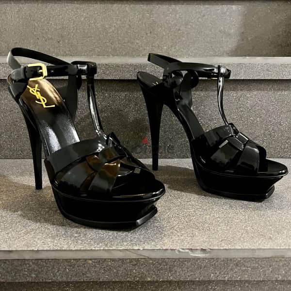 YSL black tribute heels 3