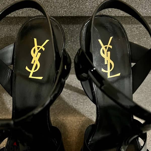 YSL black tribute heels 7