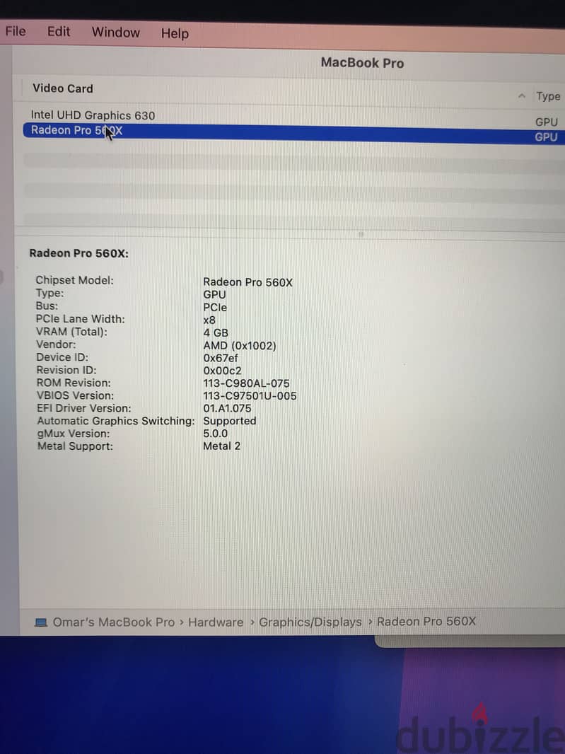 like new macbook pro 16 inch i7 2018 ,32gb ram ,512gb ssd 3