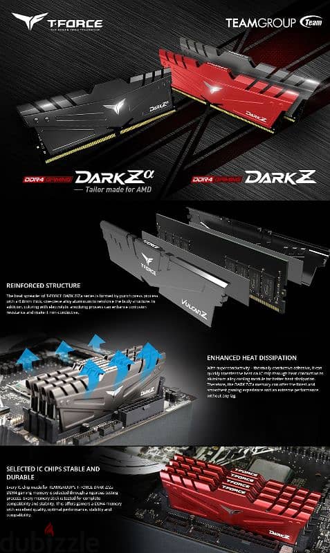 Team T-FORCE DARK Z 8GB DDR4 3200 CL16 Gaming Memory رام تيم جروب جيجا 5