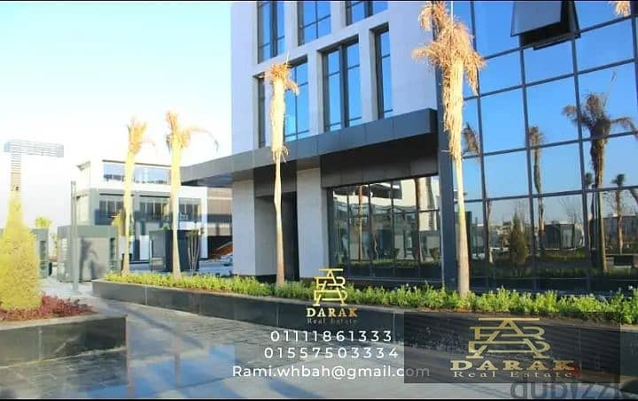 Office for sale in Madinaty, located in the Open Air Mega Mall. Prime location with a panoramic view of the lakes. 1