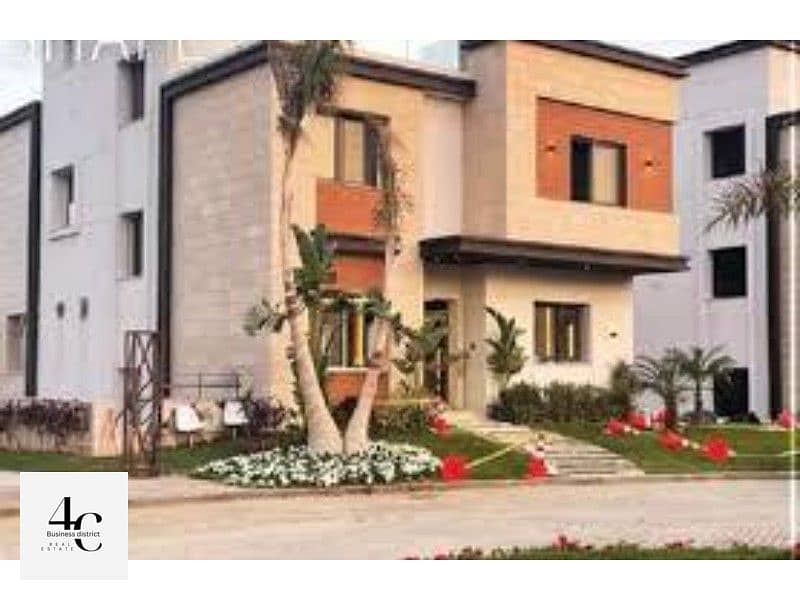 For sale, the lowest price Twin House 274M  in 5TH  fifth new cairo with installments, view Landscape, in Azzar Compound 13