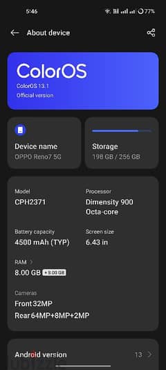 oppo reno 7 5g 0