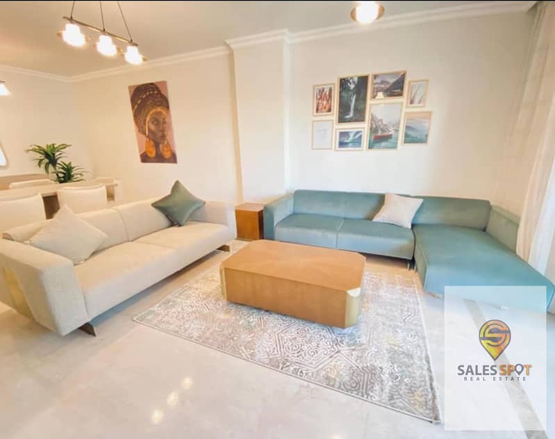 With convenient installments, own a distinctive apartment for sale, 3/4 finished, in Trio Gardens Compound in the Fifth Settlement in Golden Square, w 3