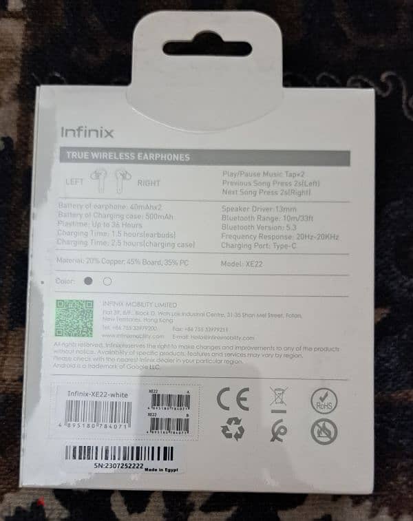 xe22 infinix wireless earphones (new and sealed) 1