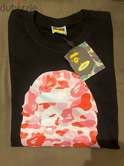 BAPE t shirt black and pink