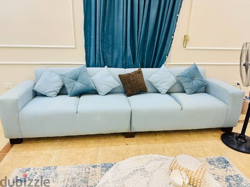 Baby Blue Sofa for sale like new 3,20 4