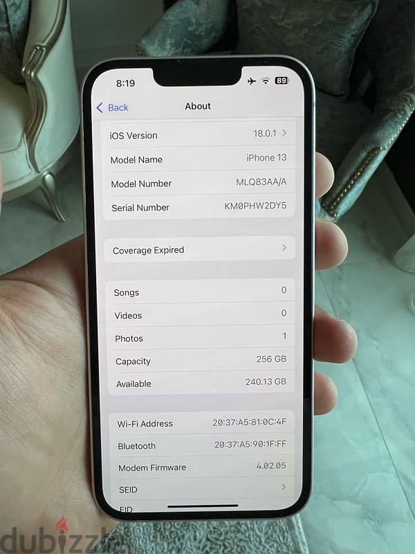 Iphone 13 256 GB Pink معاه العلبة و الفاتوره 9