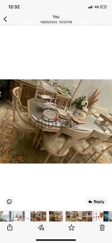 Full Dining set طقم سفره ٨ كراسي +بوفيه+نيش