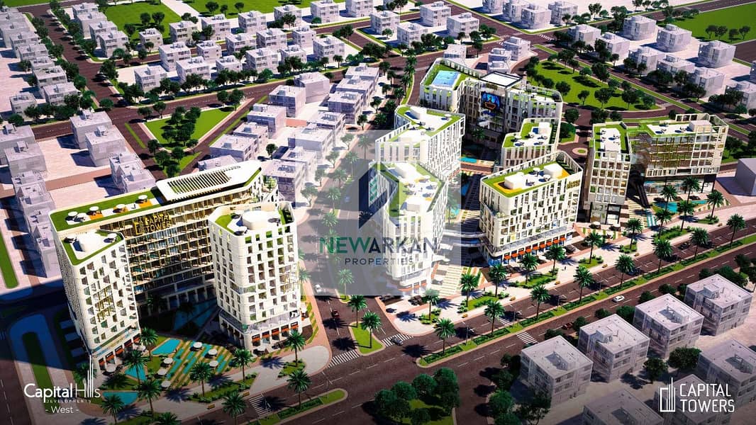 With a 10% down payment, own a commercial store 30M in the largest tower complex directly on Gamal Abdel Nasser Axis 5