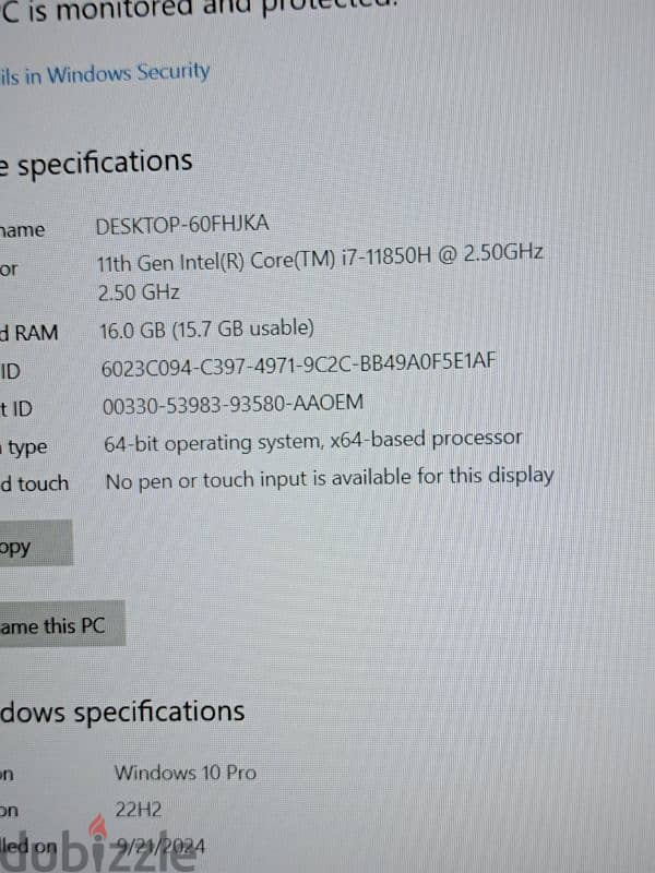 Dell precision 3561 i7 Gth 11850 H 1