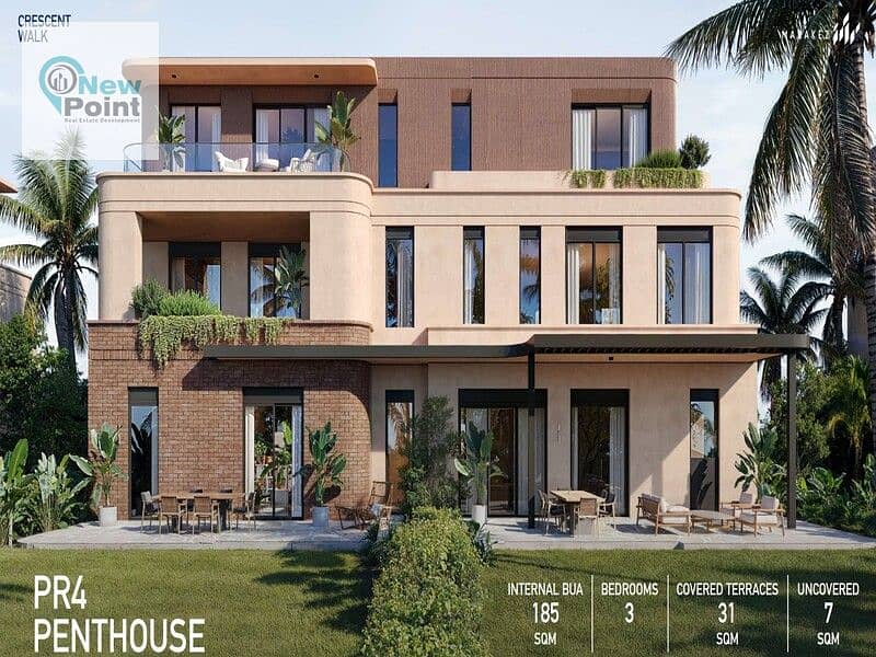 بسعر الطرح الاول امتلك مع Marakez بنتهاوس 186م متشطب بالتكيفات فى Crescent Walk التجمع الخامس 4