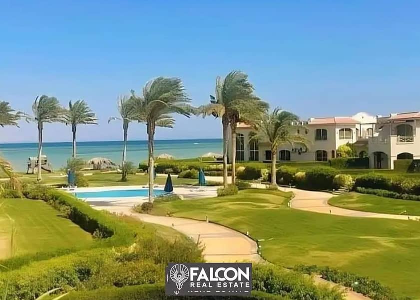 Ready To Move Corner fully finished chalet directly on the sea with a front view for sale with 5 years installments in La Vista Gardens Ain Sokhna 1