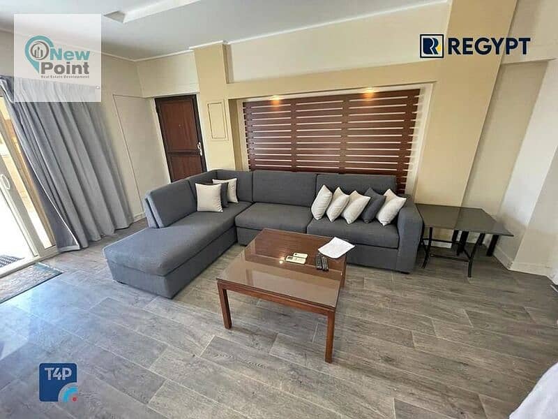 Ground floor duplex with garden, fully finished with air conditioners, in the latest Markaz projects in the heart of the Fifth Settlement 5